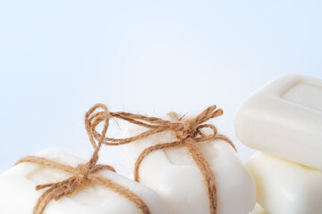 White soap bars isolated on white background