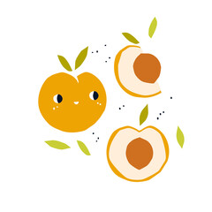 Cute peach vector cartoon illustration