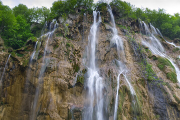 Beautiful Waterfall park at Croatia Lake National Park.