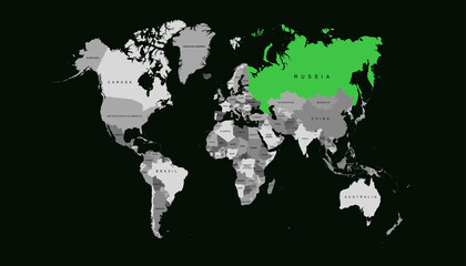 Fototapeta na wymiar World map. Color vector modern. Map of Russia. russian federation 
