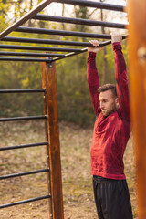 Man stretching after an outdoor workout session