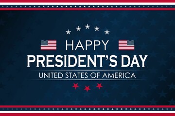 President's Day Background Design. Banners, Posters, Greeting Cards. Vector Illustration with the color theme of the United States flag..