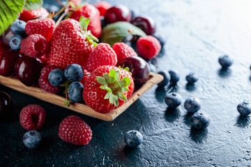 Berries close-up colorful assorted mix.
