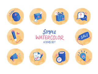 Watercolor icons set