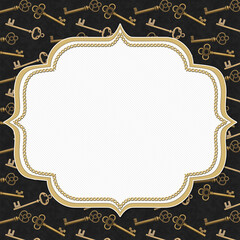 Key border with gold skeleton key on black
