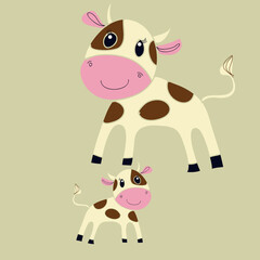 Stylized  cow calf. Hand drawn.