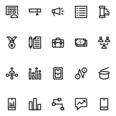 Outline icons for project management.