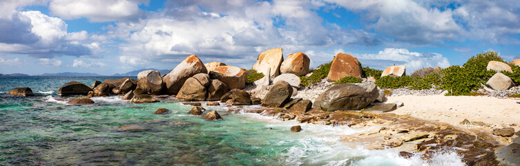 The Bath auf der Insel Virgin Gorda, eine Britische Jungferninsel in der Karibik. Felsen aus Granit...