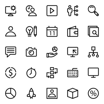 Outline icons for project management.