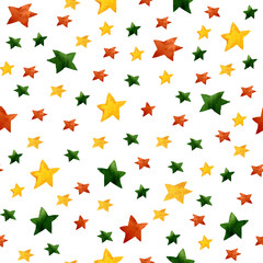 Watercolor pattern with colorful stars