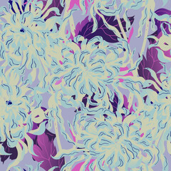 Floral abstraction. Chrysanthemum seamless vector pattern.