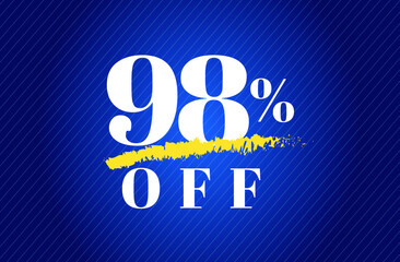 98% off tag ninety eight percent discount black friday sale white letter blue gradient  background