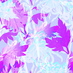 Fototapeta na wymiar Abstract chrysanthemum seamless pattern.