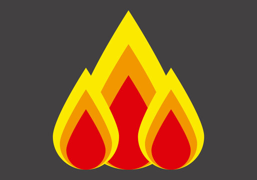 Icono de llamas de fuego en fondo negro. 