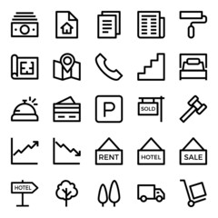 Outline icons for real estate.