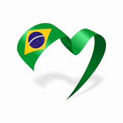 Brazilian flag heart shaped ribbon. Vector illustration.