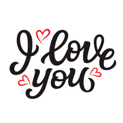 I love you. Hand lettering text. Vector typography