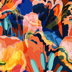 Floral abstraction seamless pattern.