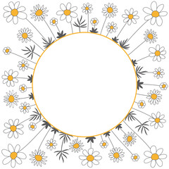 Obraz premium Blumenwiese Frühling rund, Kreis, abstrakt mit weißen Margeriten, Daisy, Kamille 
