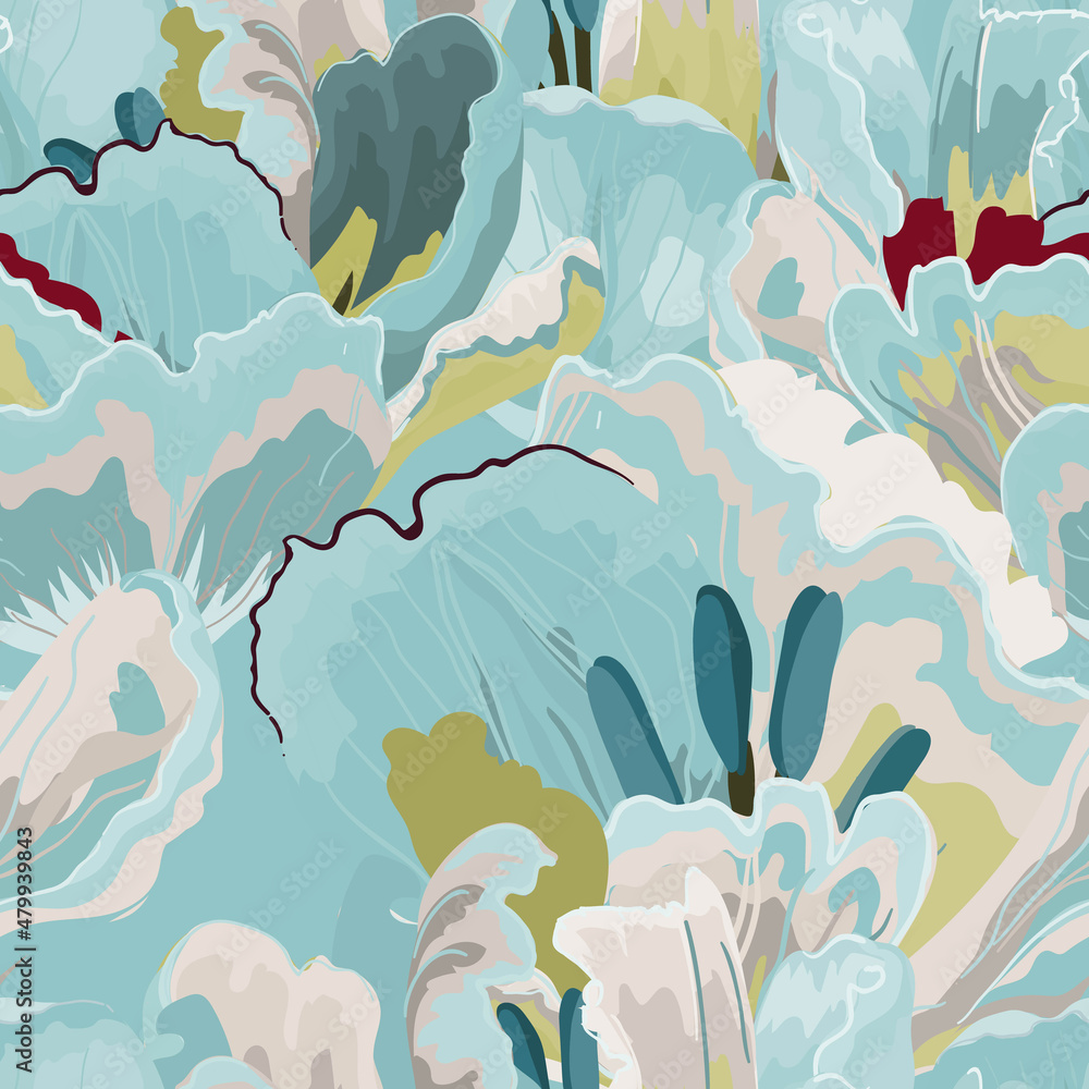 Wall mural Floral abstraction seamless pattern.