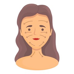 Step face massage icon cartoon vector. Facial skin. Oil care