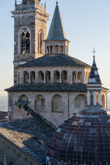 Details of Basilica of Santa Maria Maggiore in Bergamo seen from the Campanone.