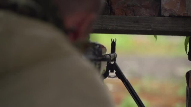 Machine gun fire in slow motion.