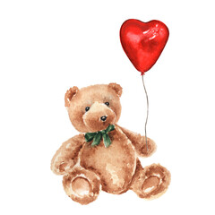 Teddy Bear with Heart Shaped Balloon