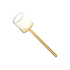 Marshmallow stick. Marshmallow logo design. White Marshmallow icon.