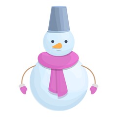 Snowman head bucket icon cartoon vector. Snow man. White ice