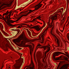 Abstract and Luxury Red Liquid Marble Background