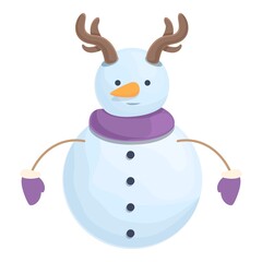 Fun snowman icon cartoon vector. Winter man. White ice