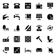 Glyph icons for real estate.