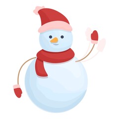 Snowman say hello icon cartoon vector. Christmas man. Scarf white