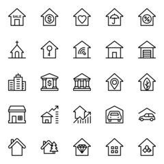 Fototapeta premium Outline icons for real estate.