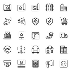 Outline icons for real estate.