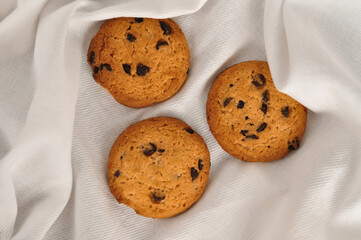 sweet crunchy cookies with dark chocolate for teatime