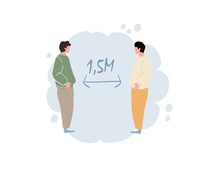 Vector cartoon flat man characters shows coronavirus prevention covid protection measures vs pandemic viral infection-keeping social distance,medical concept,web site banner ad design