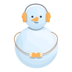 Winter smile snowman icon cartoon vector. Snow christmas. White ice