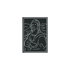 Mona Lisa Icon Silhouette Illustration. Gioconda Paint Vector Graphic Pictogram Symbol Clip Art. Doodle Sketch Black Sign.