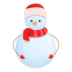 Winter funny snowman icon cartoon vector. Christmas man. Ice happy