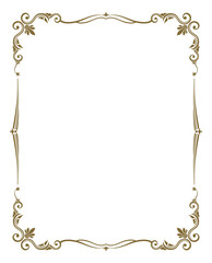 Golden filigree frame. Vintage blank card template