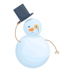Gentleman snowman icon cartoon vector. Xmas fun. Cute snow man