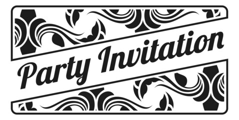 Party invitation card front in vintage decorative style