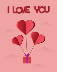 Valentine's Day card with the inscription I love you. Vector illustration.