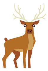 Deer icon. Cute brown forest animal in modern style