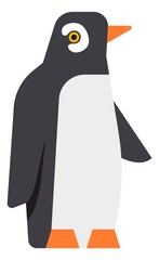 Penguin icon. Antarctic bird standing. Cute winter animal