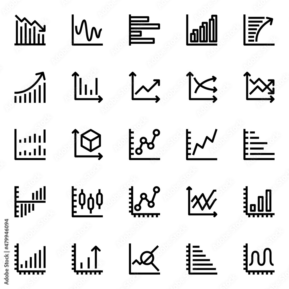 Poster outline icons for reports and analytics.