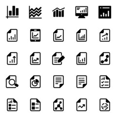 Glyph icons for reports and analytics.