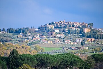 Fototapeta na wymiar Beautiful View of the Hills of Umbria Italy in Winter